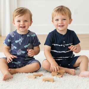 🌈🐢 Kids Romper Bundle | Turtle & Tie-Dye One-Piece Shorts | 24M | 2-Pack